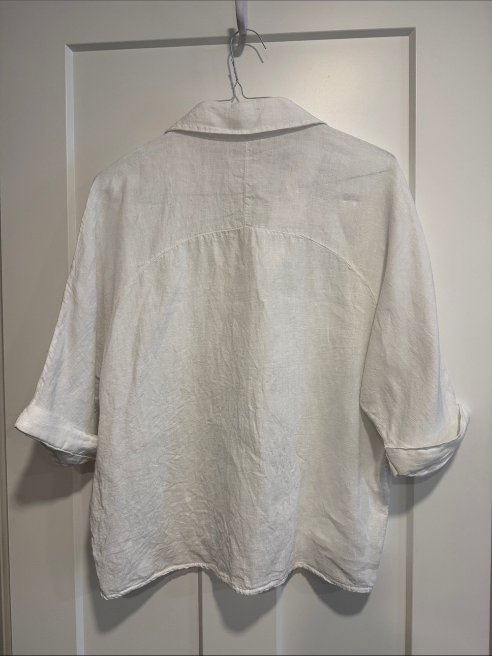 Francesca Bettini 100% Linen Blouse Made in Italy White Relaxed Fit Small - Picture 4 of 4